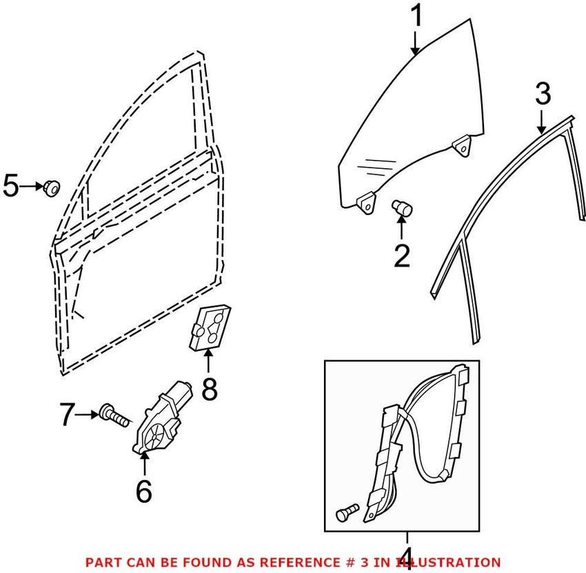 Audi Window Channel - Front Driver Side 8K0837439J